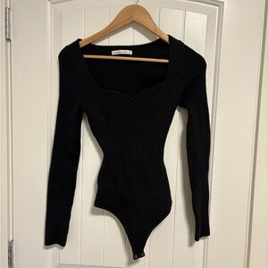 Abercrombie & Fitch Black Fitted Bodysuit